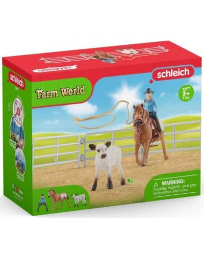 Игрален комплект Schleich Farm World - Момиче каубой с ласо