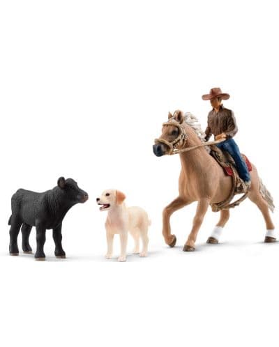 Игрален комплект Schleich Farm World - Каубой с животни