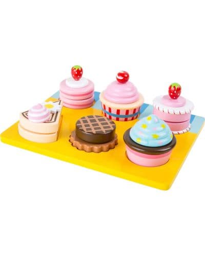 Игрален комплект Small Foot - Кексчета и торти за рязане, 13 части