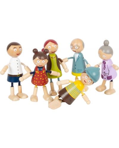 Детски дървени кукли Small Foot - Семейство, 6 броя