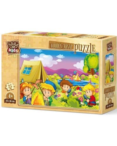 Дървен пъзел Art Puzzle от 25 части - Време за къмпинг