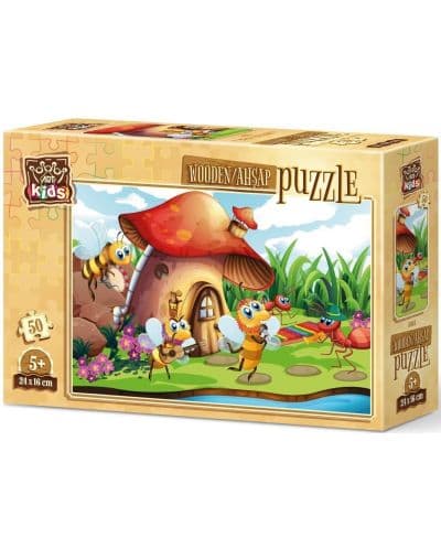 Дървен пъзел Art Puzzle от 50 части - Пчелички в гората