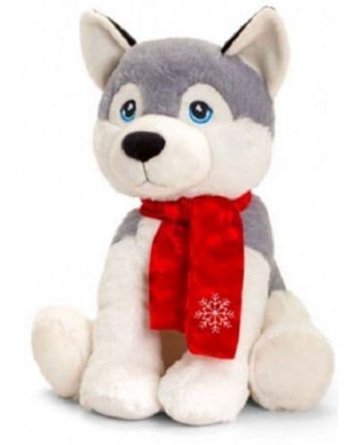 Плюшена играчка Keel Toys Keeleco - Хъски с червено шалче, 25 cm