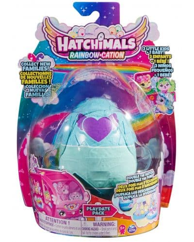 Игрален комплект Hatchimals - Яйце с герои, свтлосиньо