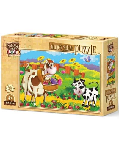 Дървен пъзел Art Puzzle от 25 части - Романтика в гората