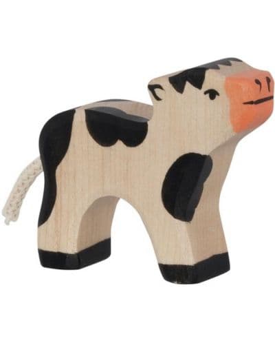 Дървена фигурка Holztiger - Теле, черно