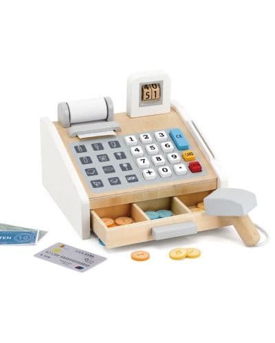 Дървена играчка Viga - Касов апарат, бял
