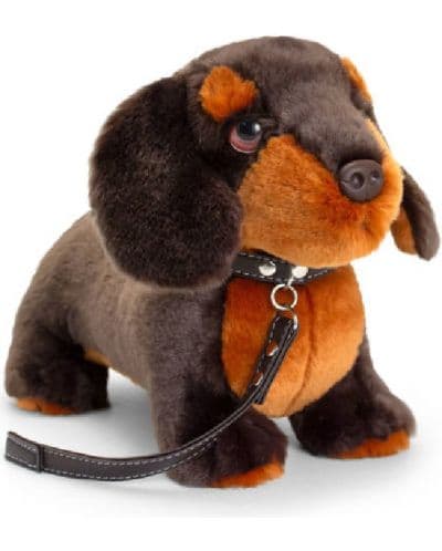 Плюшена играчка Keel Toys - Куче Дакел, с каишка, 30 cm