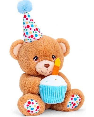 Плюшена игрaчка Keel Toys - Happy Birthday, мече, 15 cm