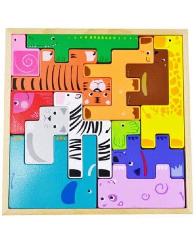 Детски пъзел Acool Toy - Тетрис с животни, 13 части