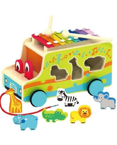 Дървен сортер Acool Toy - Музикален автобус