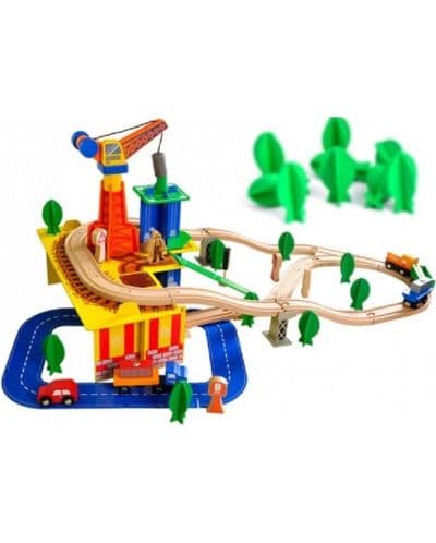 Дървено влакче с релси Acool Toy - 80 елемента