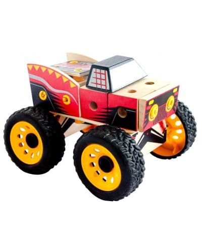 Дървен конструктор Acool Toy - Монстър камион, с болтчета и гайки, 41 части