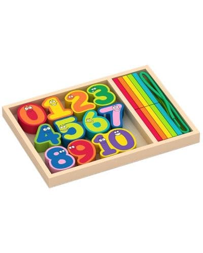 Дървен комплект Acool Toy - Цветни цифри и пръчици