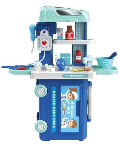 Докторски комплект 3 в 1 Raya Toys - Куфар-камион, 29 части