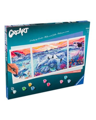 Комплект за рисуване по номера Ravensburger CreArt - Делфини по залез слънце