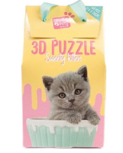 Детски 3D пъзел Studio Pets - Сиво коте в чаша, 48 части