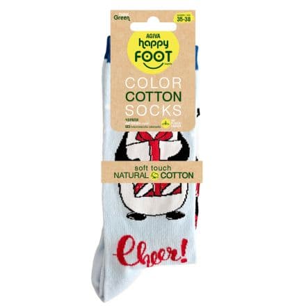 HAPPY FOOTTOPIA Коледни чорапи бели р-р 35-39, 1 чифт