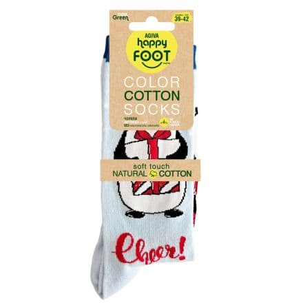 HAPPY FOOTTOPIA Коледни чорапи бели р-р 39-42, 1 чифт