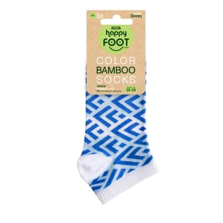 HAPPY FOOTTOPIA Чорапи къс конч бамбук син елемент 35-38, 1 чифт