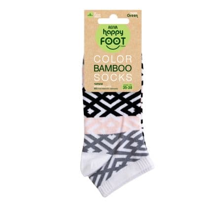 HAPPY FOOTTOPIA Чорапи къс конч бамбук черен елемент 35-38, 1 чифт