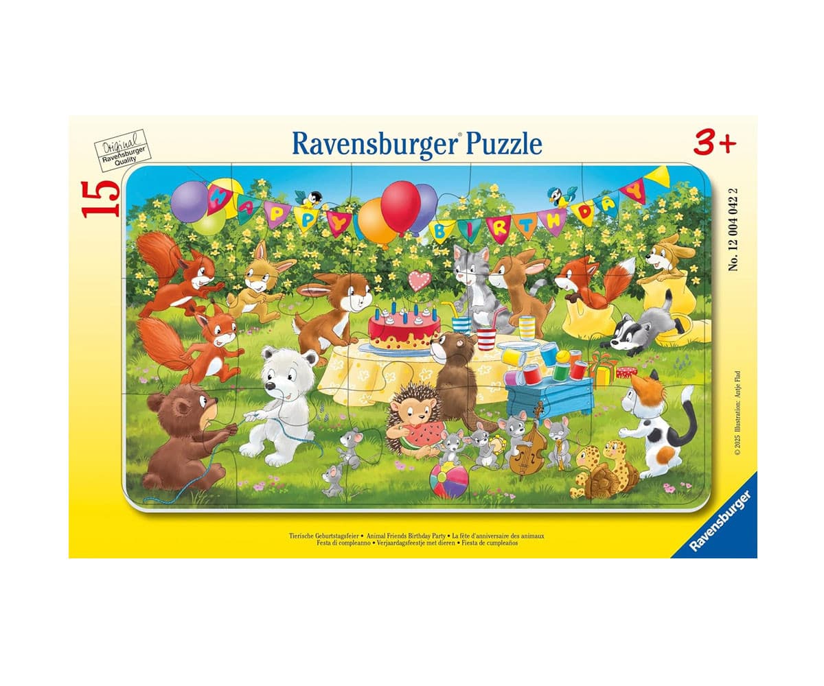 Пъзел Ravensburger 15 ел. - Парти за рожден ден на диви животни