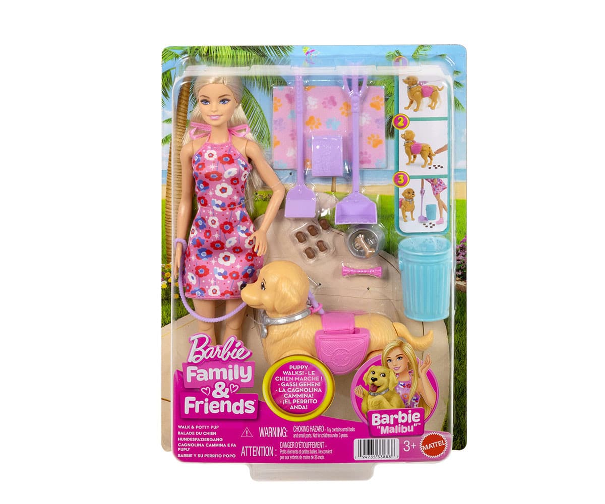Кукла Barbie - Комплект Барби с кученце на сутрешна разходка