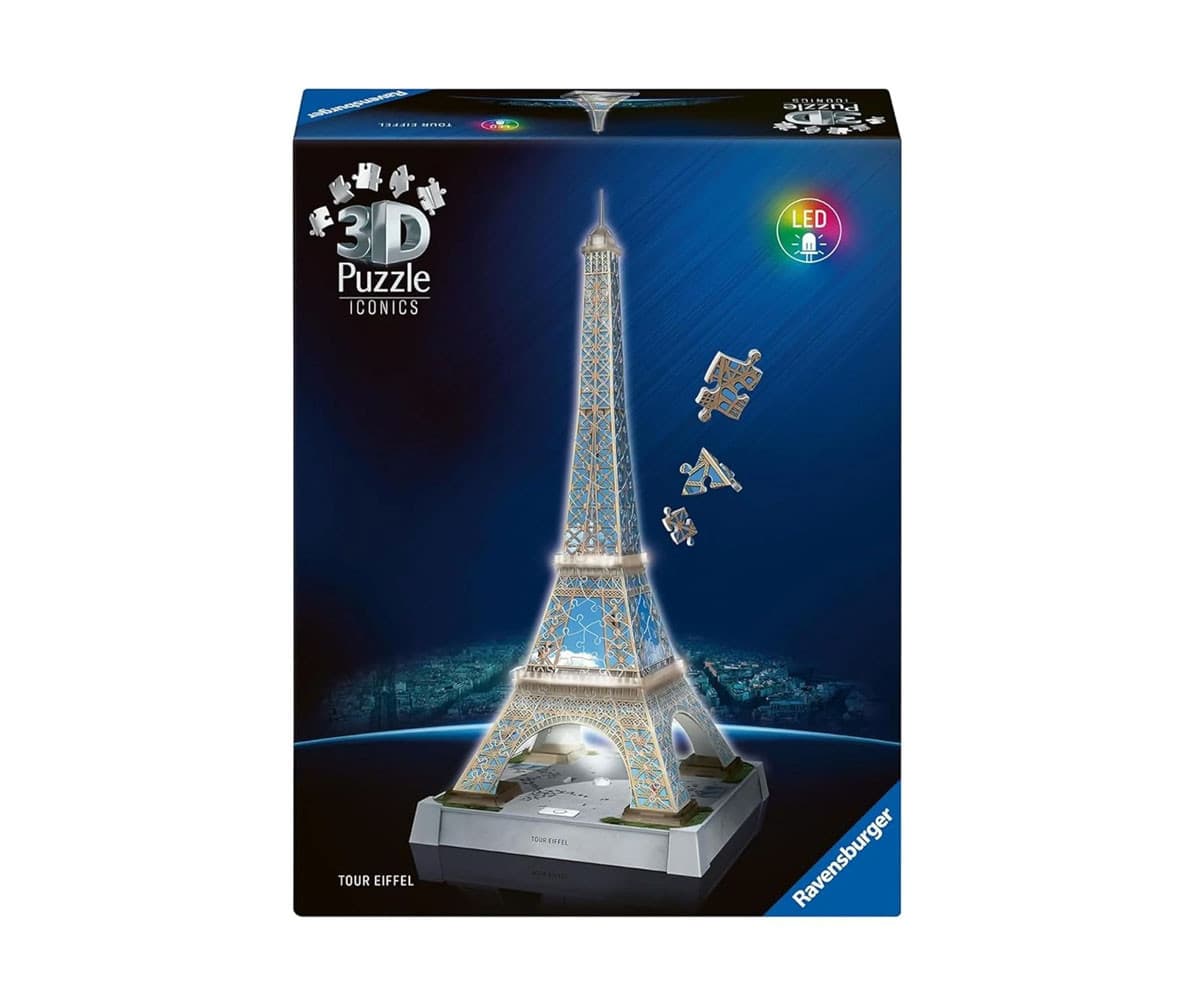 3D Пъзел Ravensburger 216 ел. - Iconics: Айфеловата кула със светлини