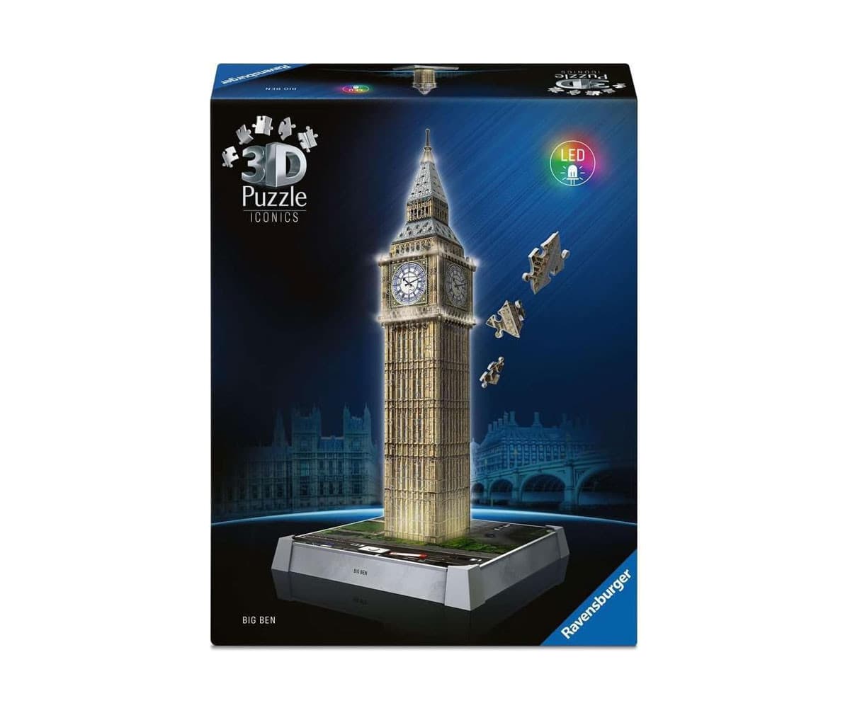 3D Пъзел Ravensburger 216 ел. - Iconics: Биг Бен със светлини