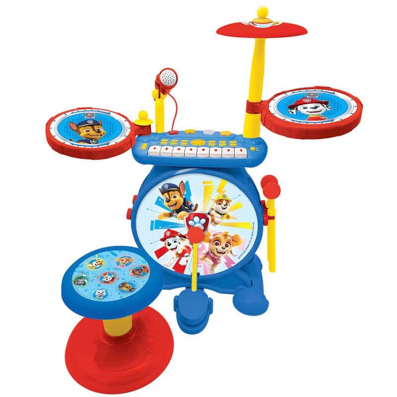 Детски барабан (играчка) за начинаещи - Lexibook Paw Patrol Electronic Luminous Drums Set with Seat (син)