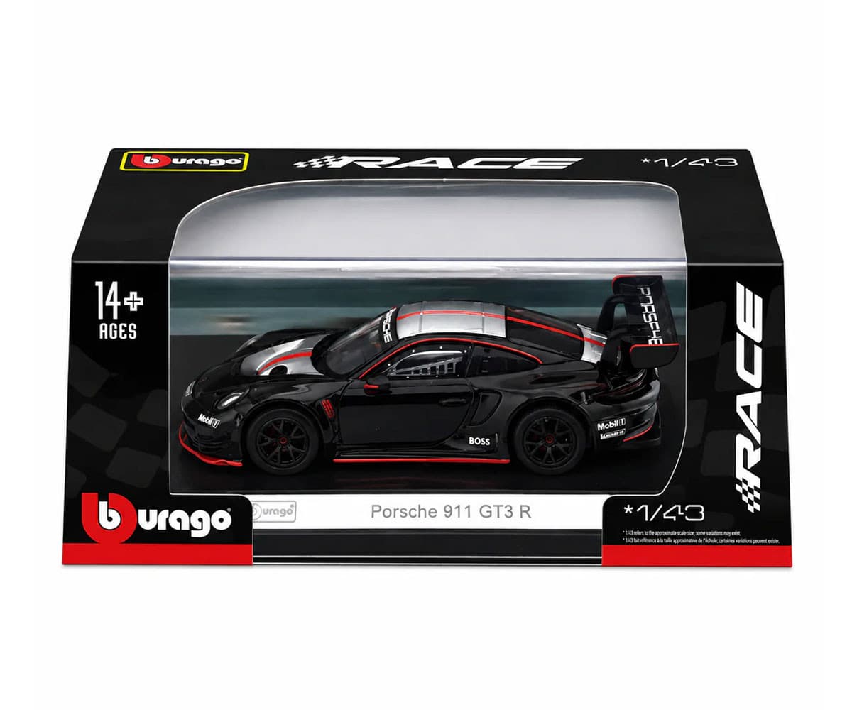 Bburago - модел на кола 1:43 - Porsche 911 GT3R, черен цвят