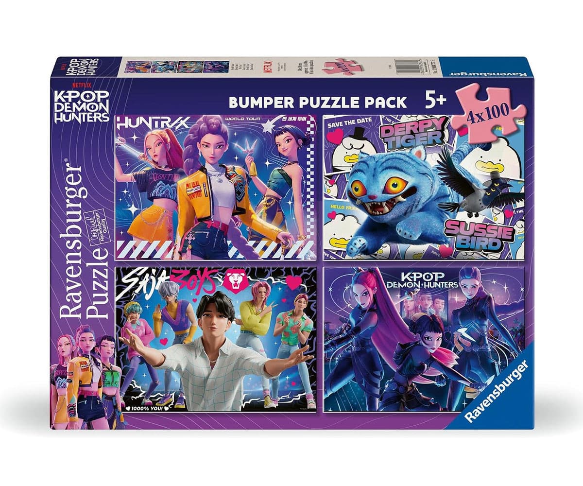Пъзел Ravensburger 4x100 ел. - KPop Demon Hunters: Пъзел за феновете