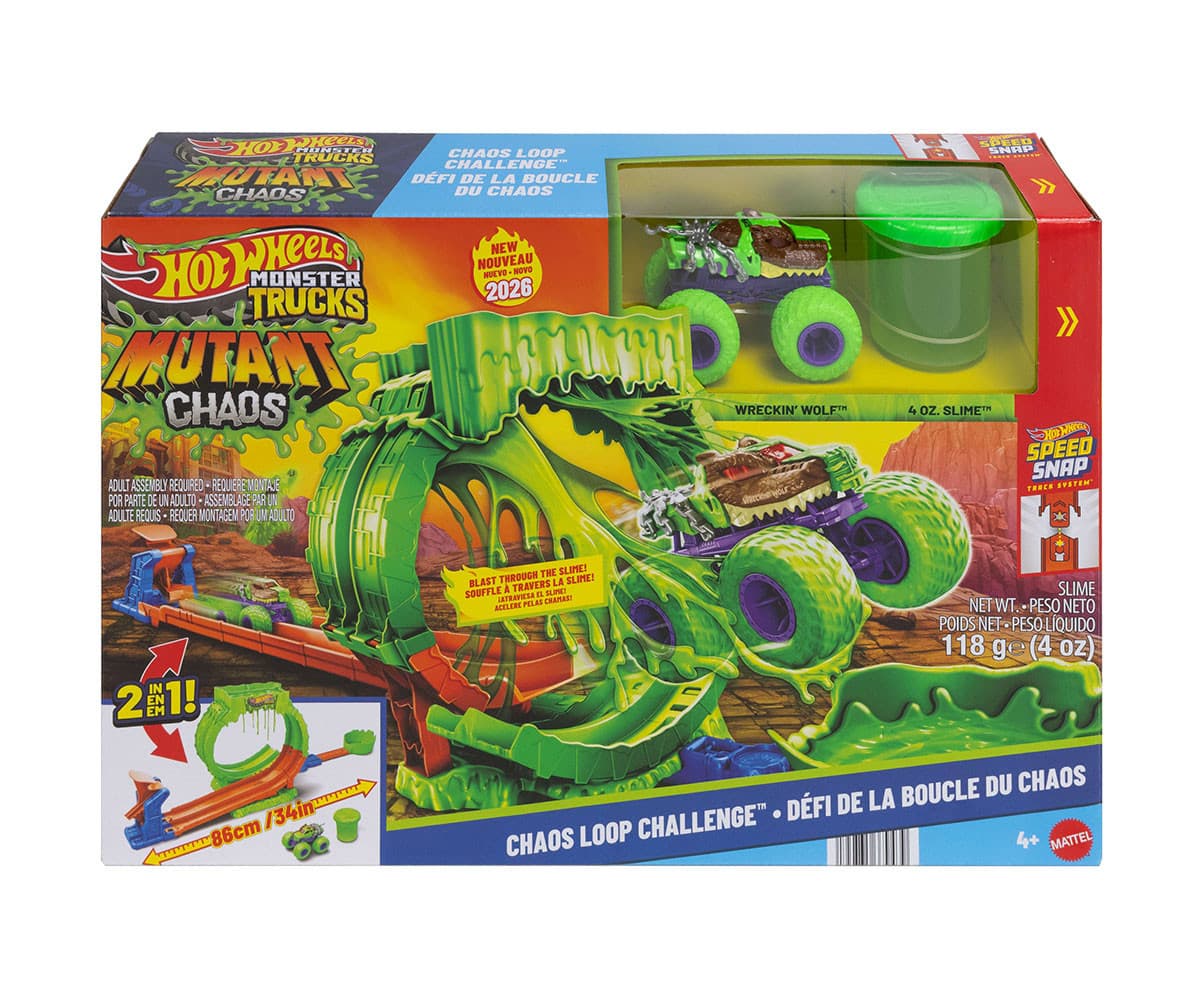 Hot Wheels - Монстер Тракс: Писта с лупинг, слуз и камион - мутант