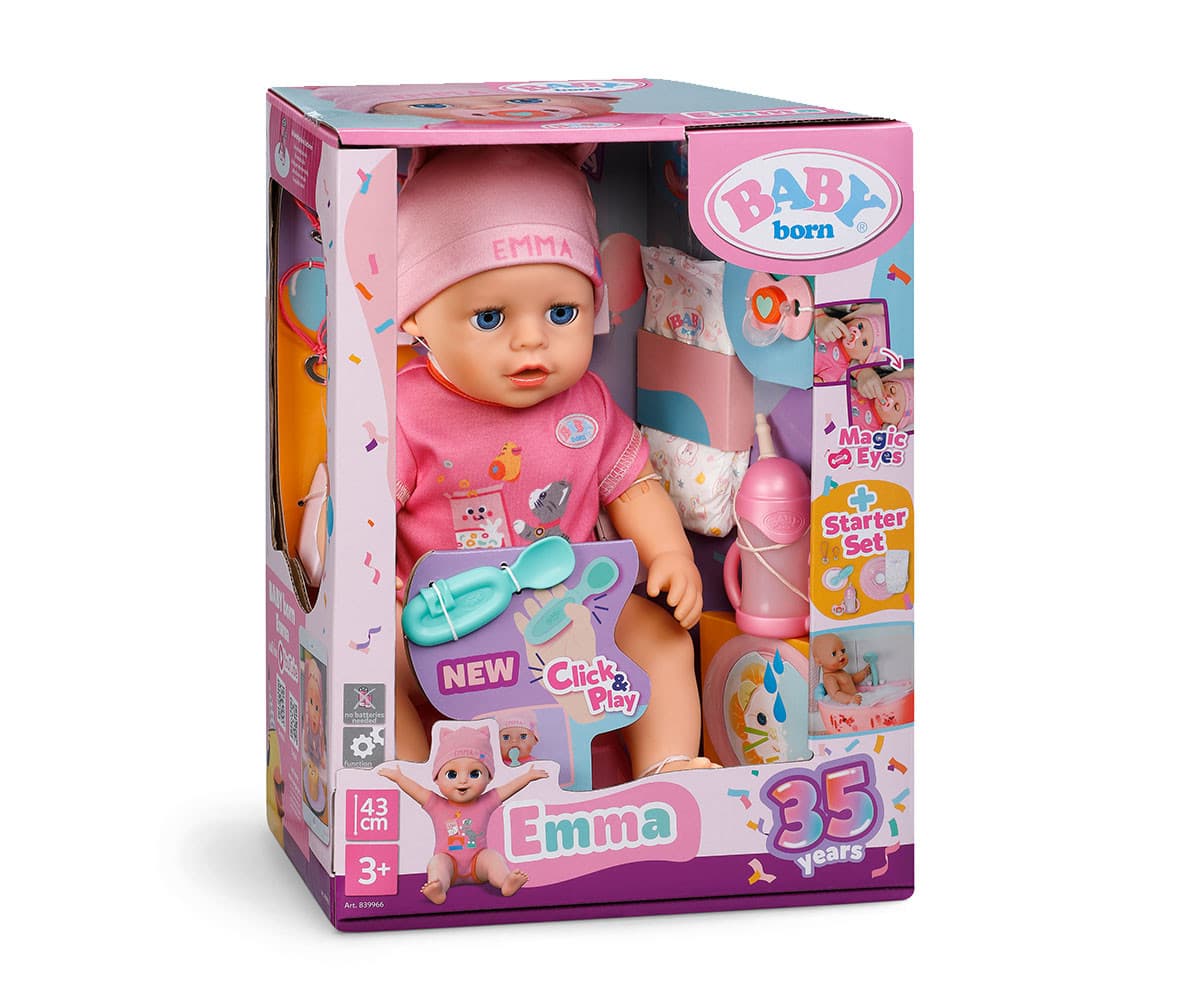 Baby Born - Натисни и играй: Кукла Ема, 43 см