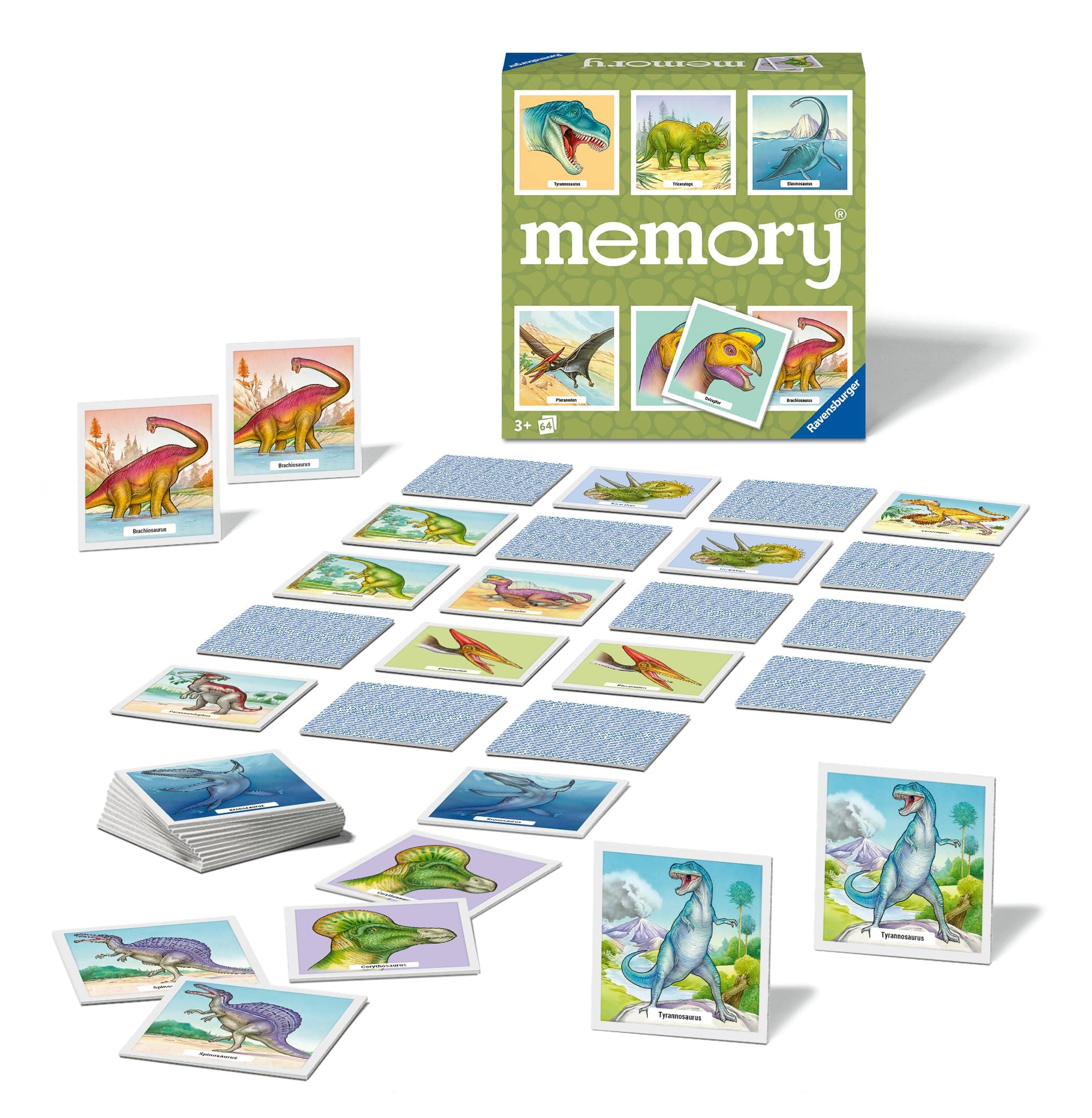 Игра Мемори карти 64 броя Ravensburger, Динозаври