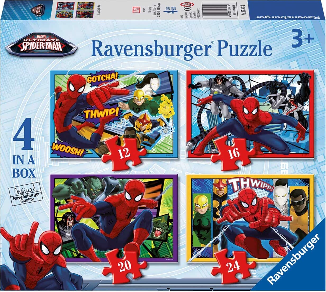 Пъзел Ravensburger 4-в-1: 12/16/20/24 ел. - Спайдърмен