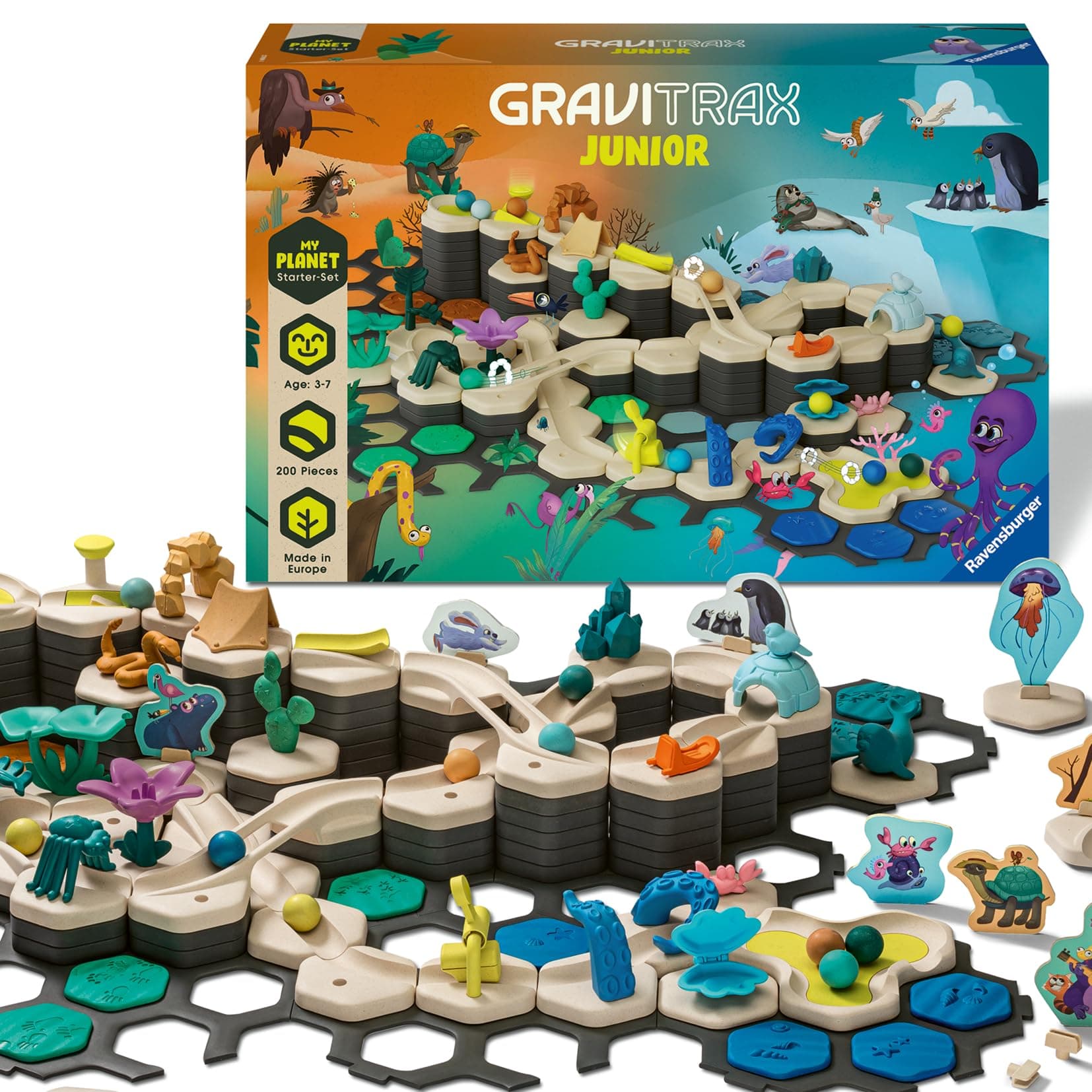Настолна игра Ravensburger GraviTrax Junior - Стартов комплект: Start XXL Планета