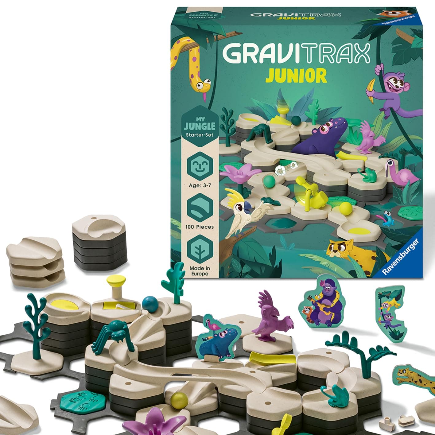 Настолна игра Ravensburger GraviTrax Junior - Стартов комплект: Start L Джунгла