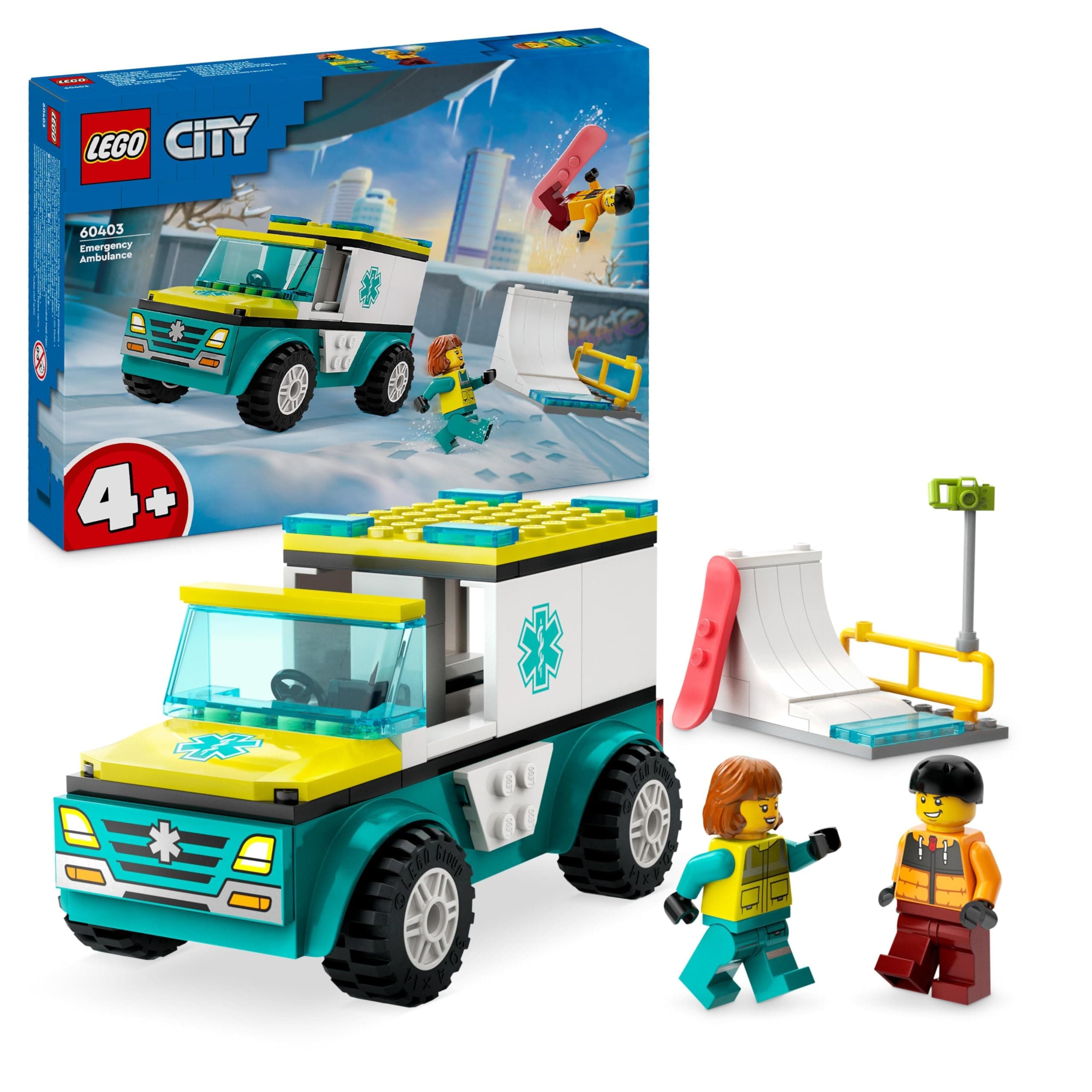 LEGO® City Great Vehicles 60403 - Линейка за спешна помощ и сноубордист