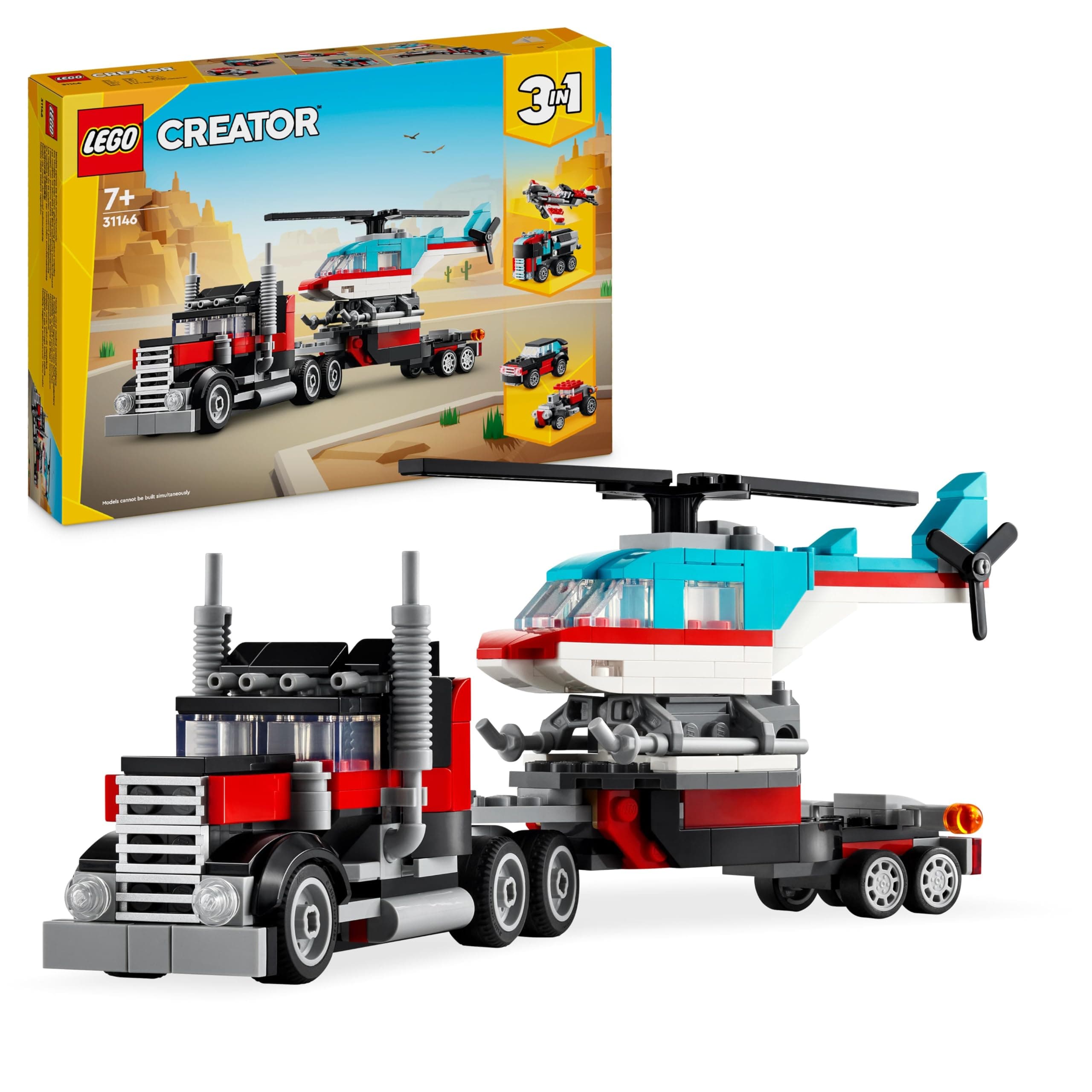 LEGO® Creator 31146 - Камион с платформа и хеликоптер