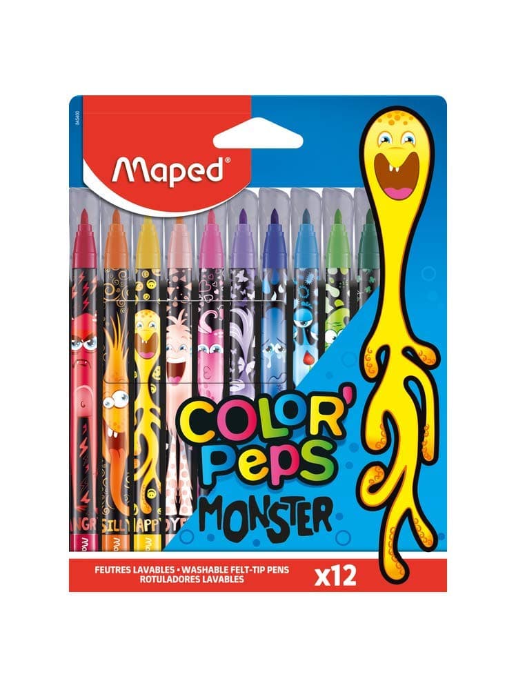 Флумастери MAPED COLORPEPS MONSTER, 12 цвята