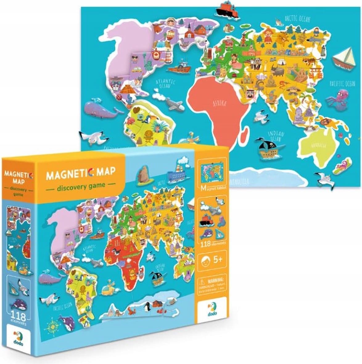 Магнитна игра 145 части Dodo - Карта на света