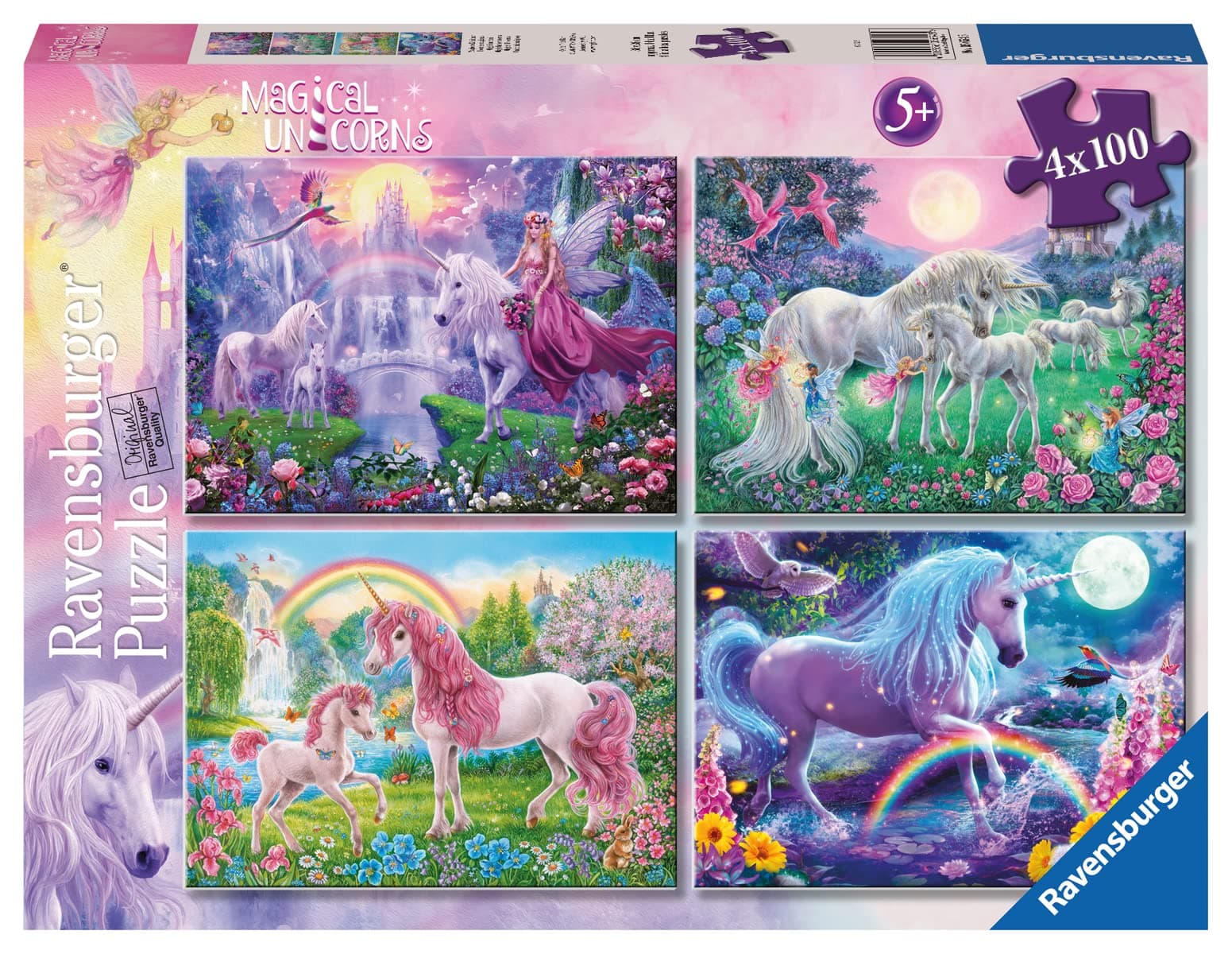 Пъзел Ravensburger 4x100 ел. - Магически еднорози