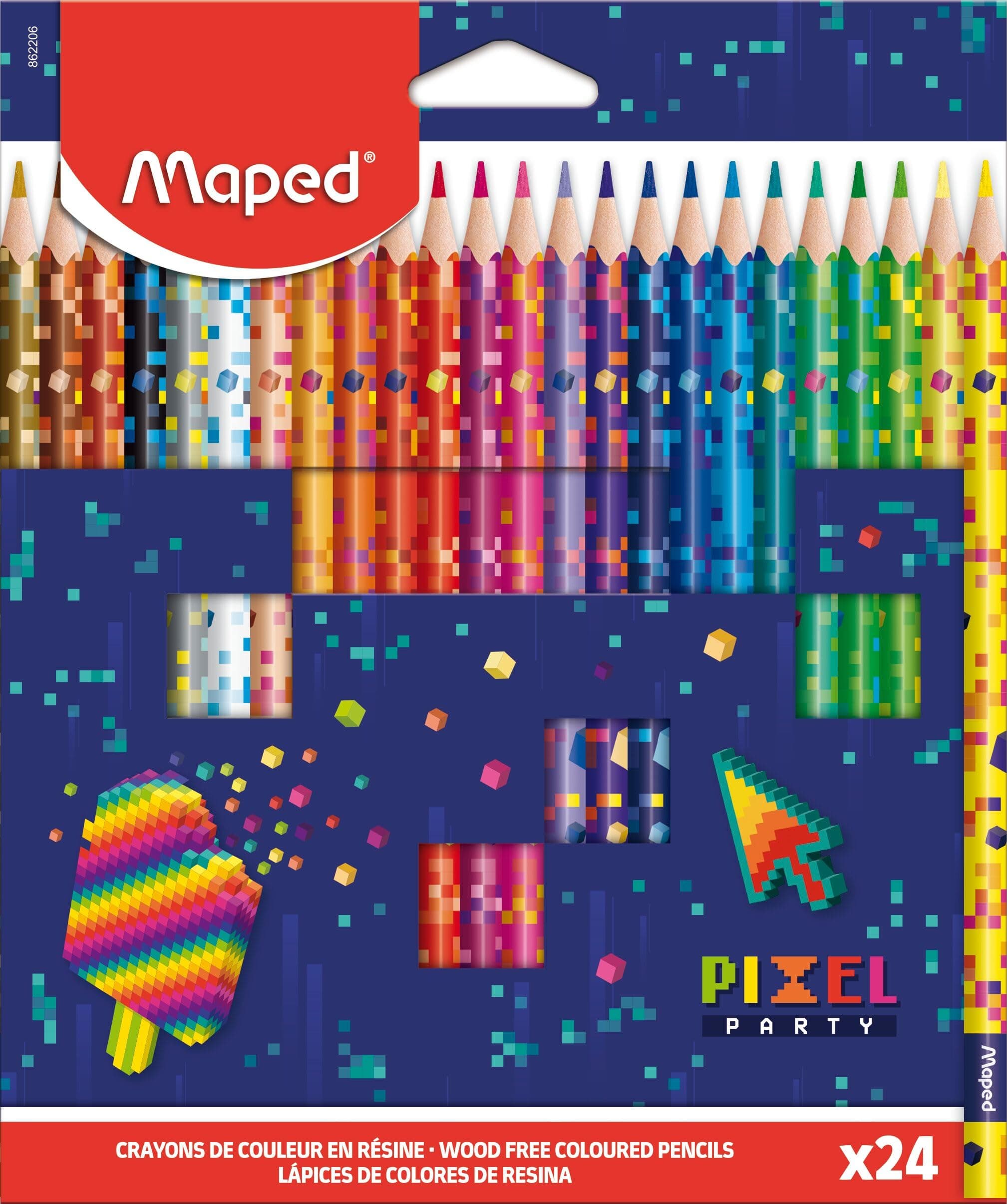 Цветни моливи MAPED Color peps Pixel Party, 24 цвята