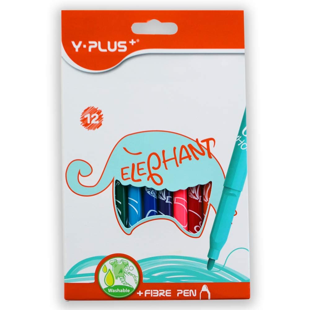 Флумастери Y-Plus Elephant, 12 цвята
