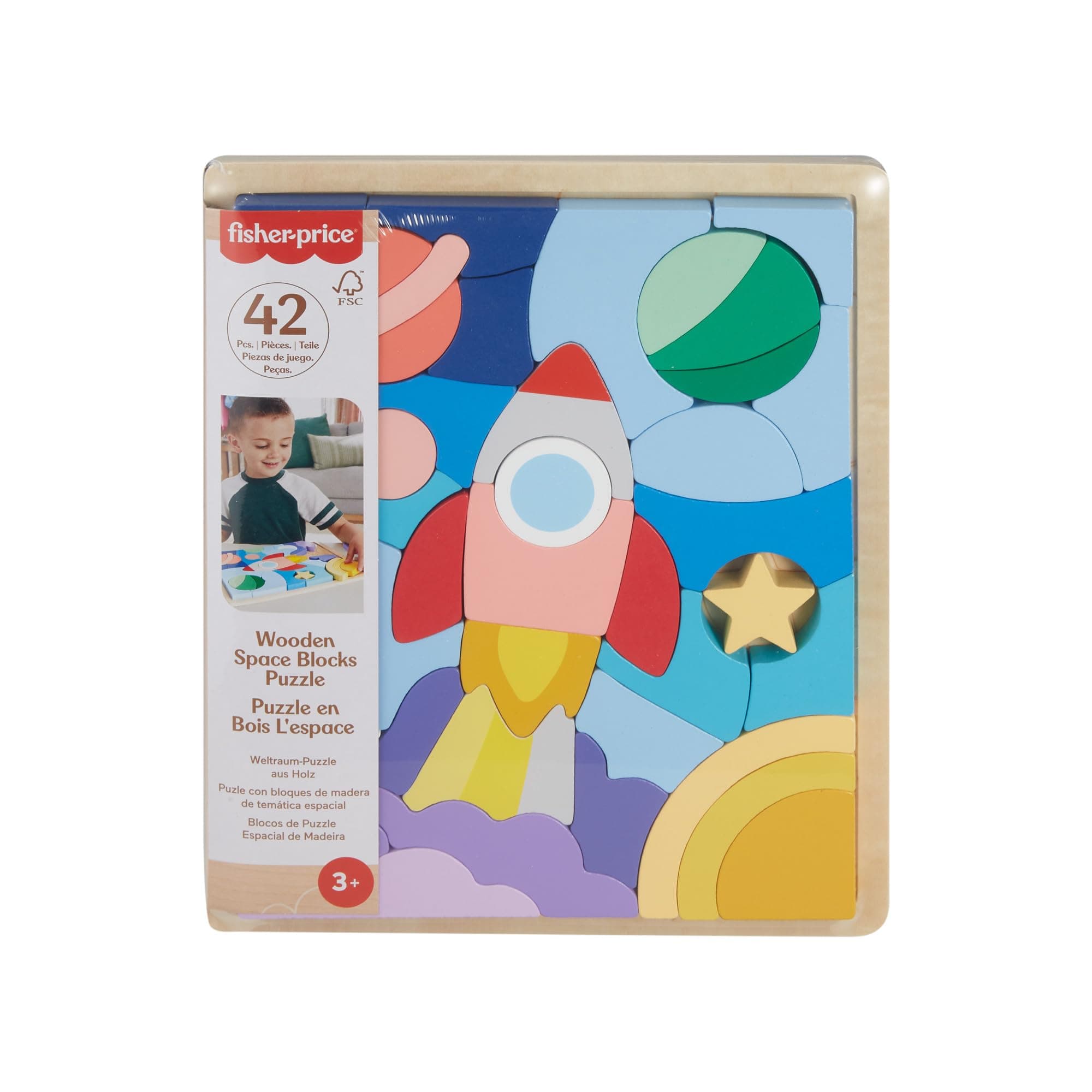 Дървени играчки Fisher Price, пъзел космос