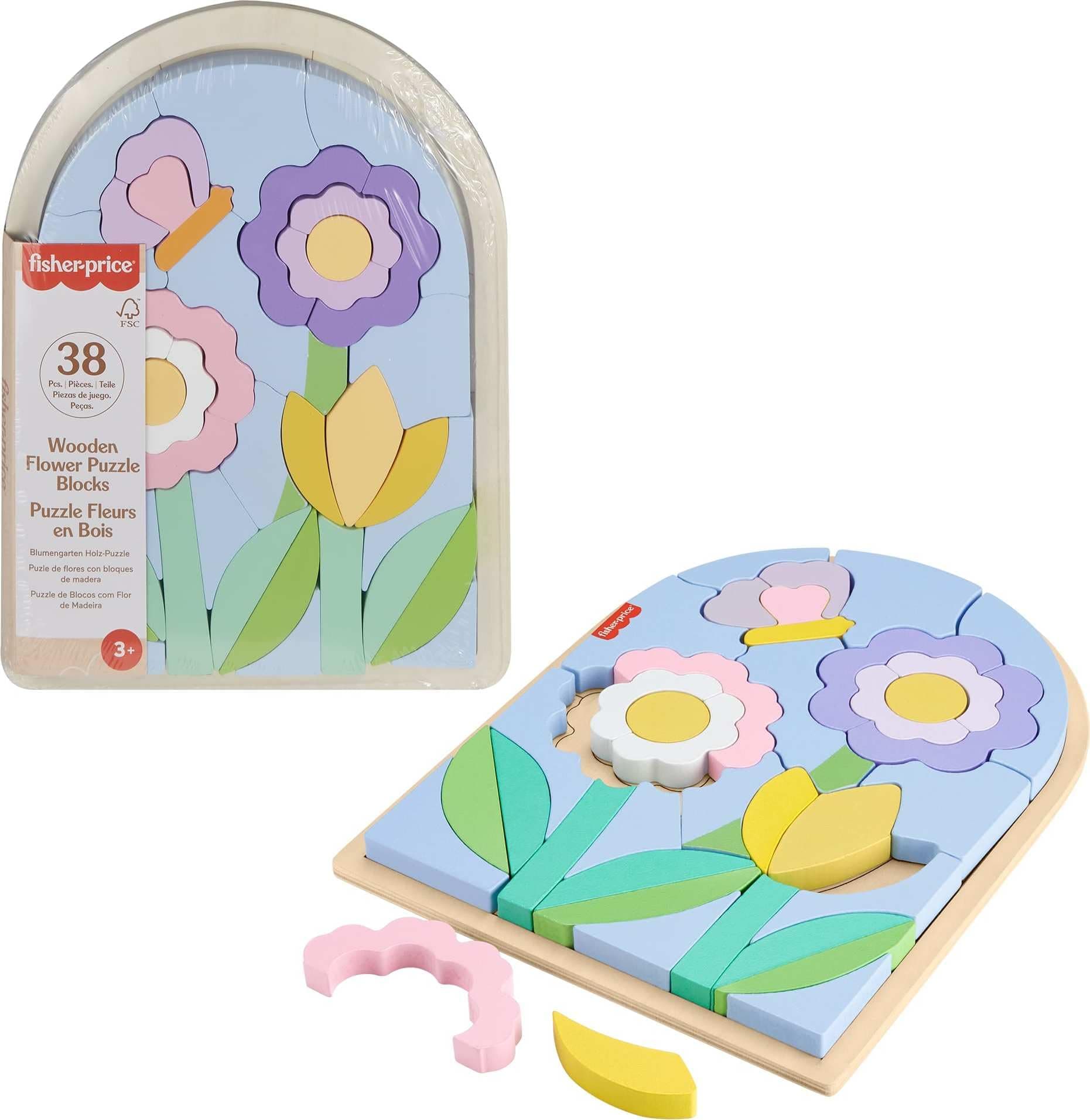 Дървени играчки Fisher Price, пъзел с цветя