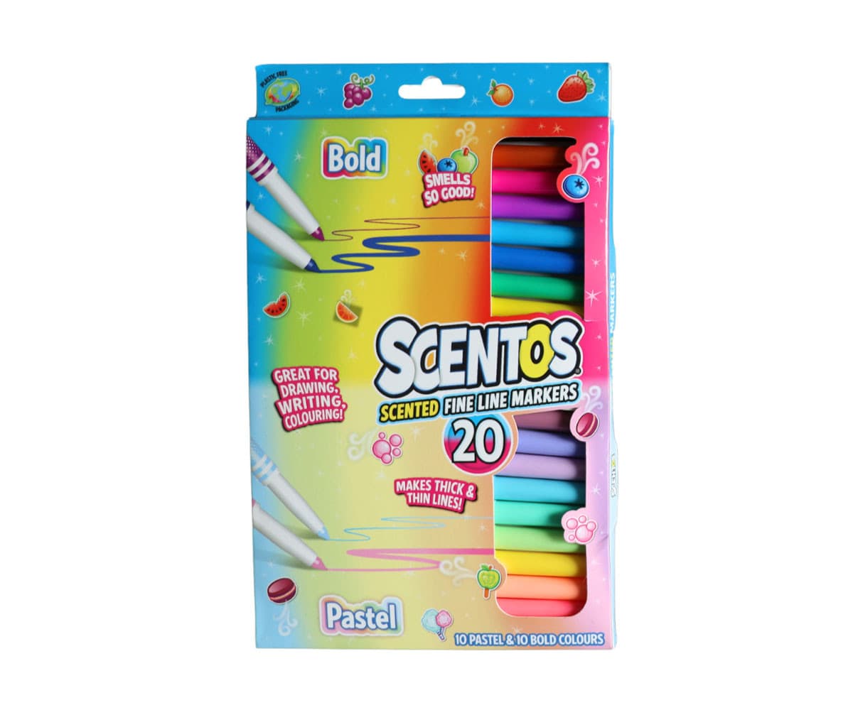 Ароматни маркери основни и пастелни цветове Scentos Bold & Pastel, 20 цвята