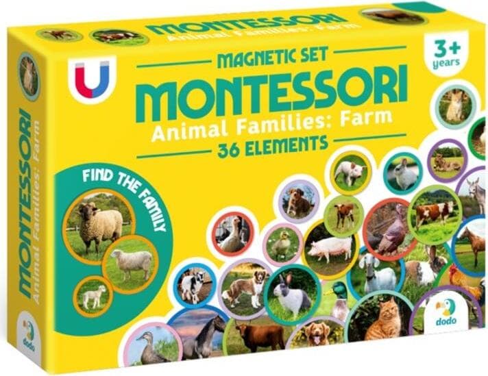 Магнитна игра 36 части Dodo - Монтесори Семейства животни от фермата
