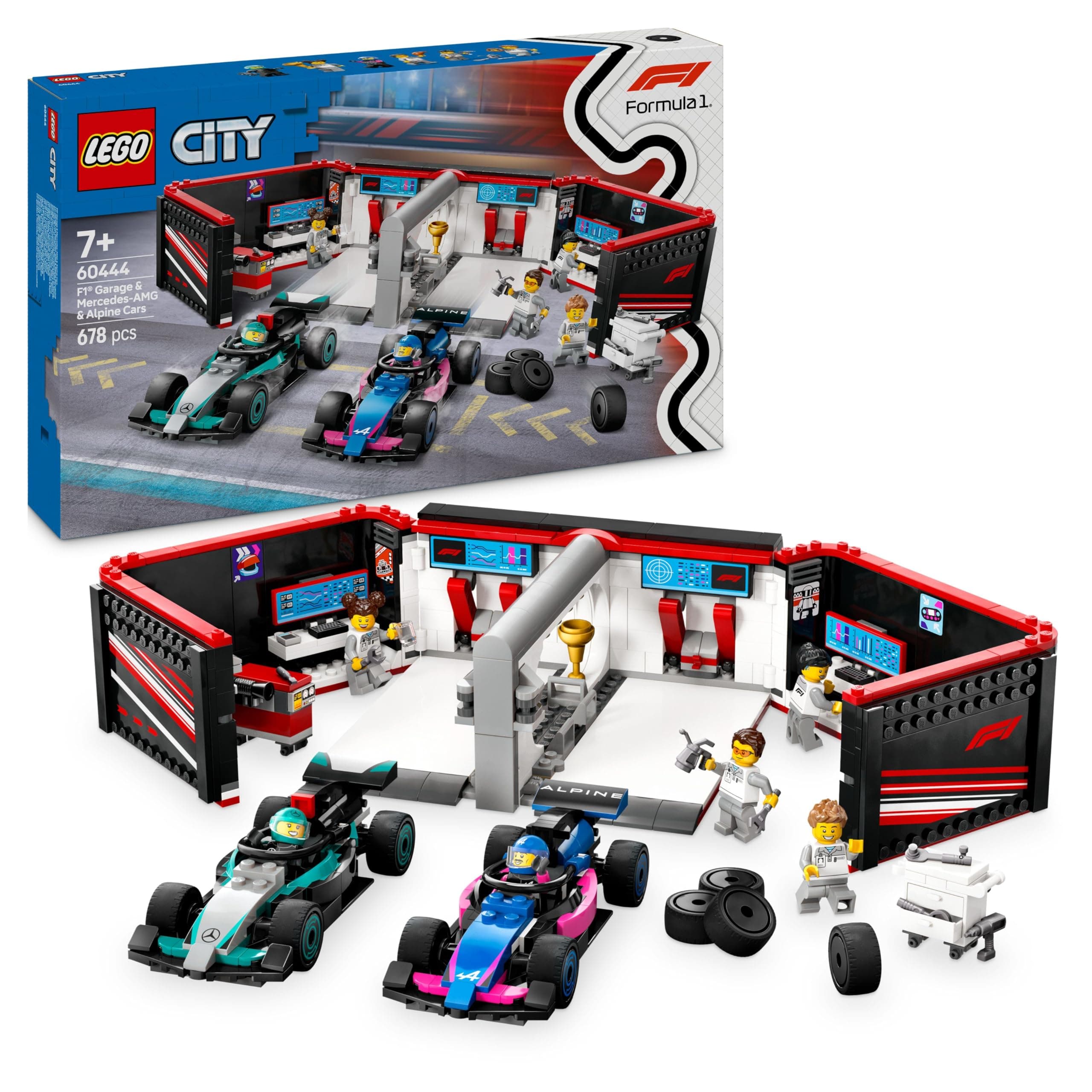 LEGO® City 60444 - Гараж от F1® с коли Mercedes-AMG и Alpine
